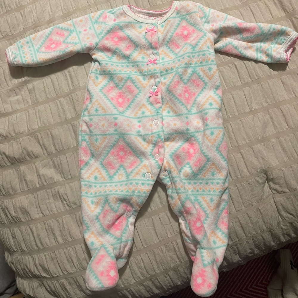 Carter's 90’s Inspired Pastel Patterned Fleece Button Onesie